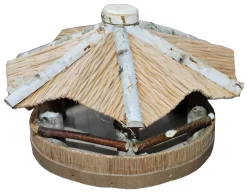 Futterhaus Aus Birkenholz Mit Strohdach, Rund